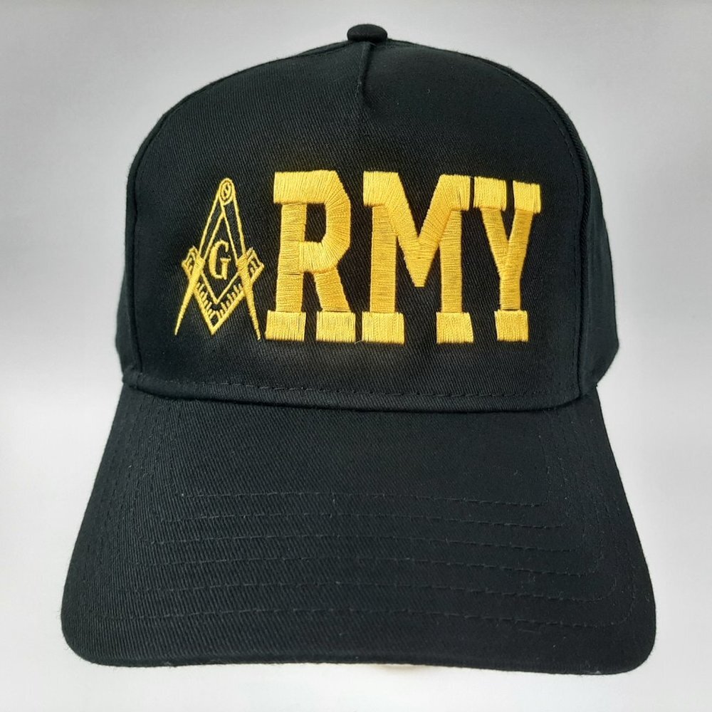 Mason Army Masonic Freemasonry Hat Cap Black 100% Cotton Strapback Adjustable